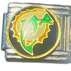 Miami Dolphin Italian Charm Vintage 9mm Stainless Steel Football Link Old Stock