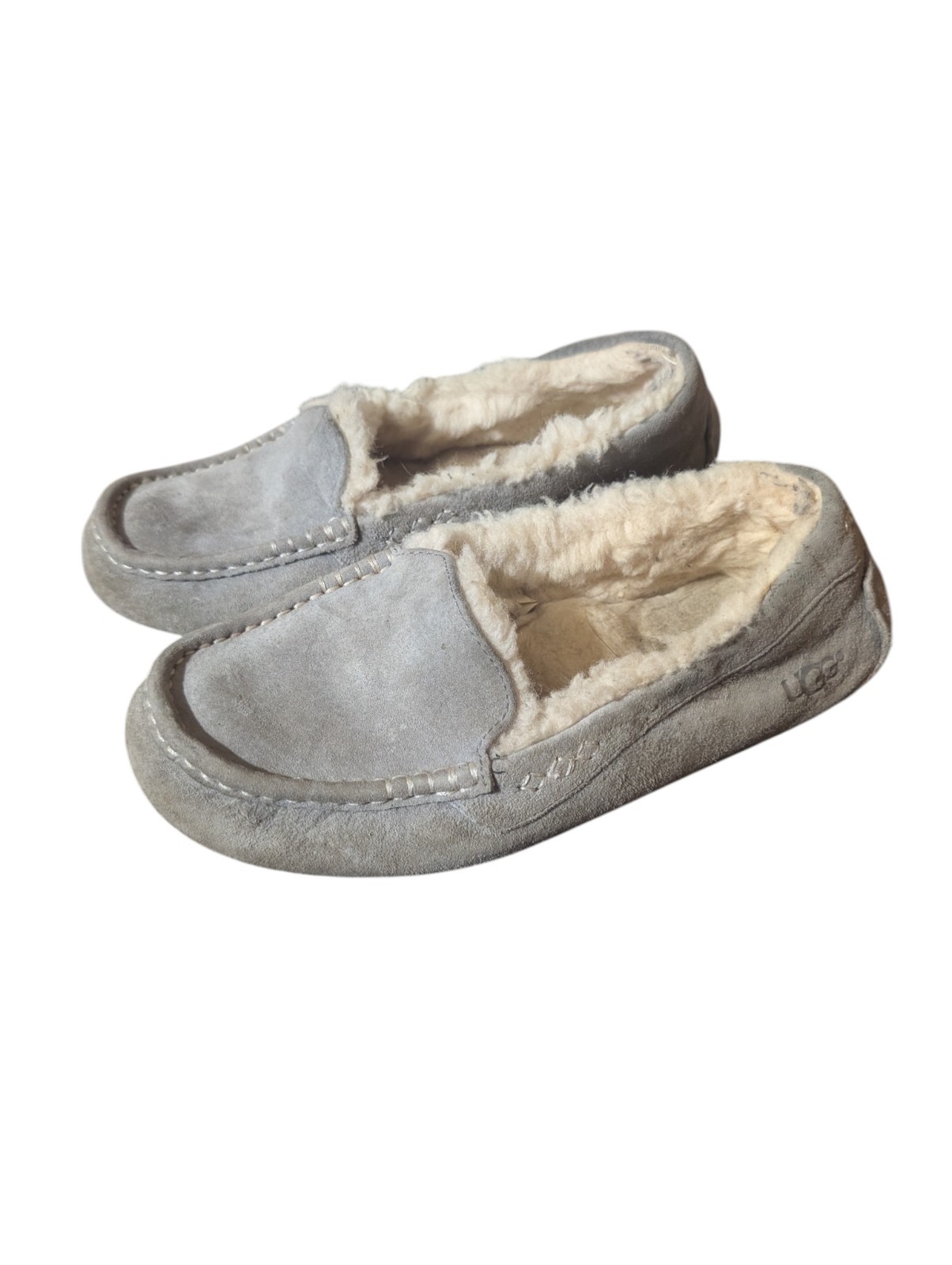 UGG Ansley Gray Shearling Lined Suede Moccasin Sl… - image 1