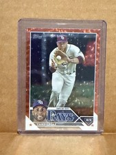 2023 Topps Series 1 Baseball Yandy Diaz Orange Crackle Foil /299 Rays