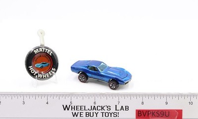 Custom Corvette Blue 1967 1968 Redline Hot Wheels Mattel Vintage RL w/ Button HK