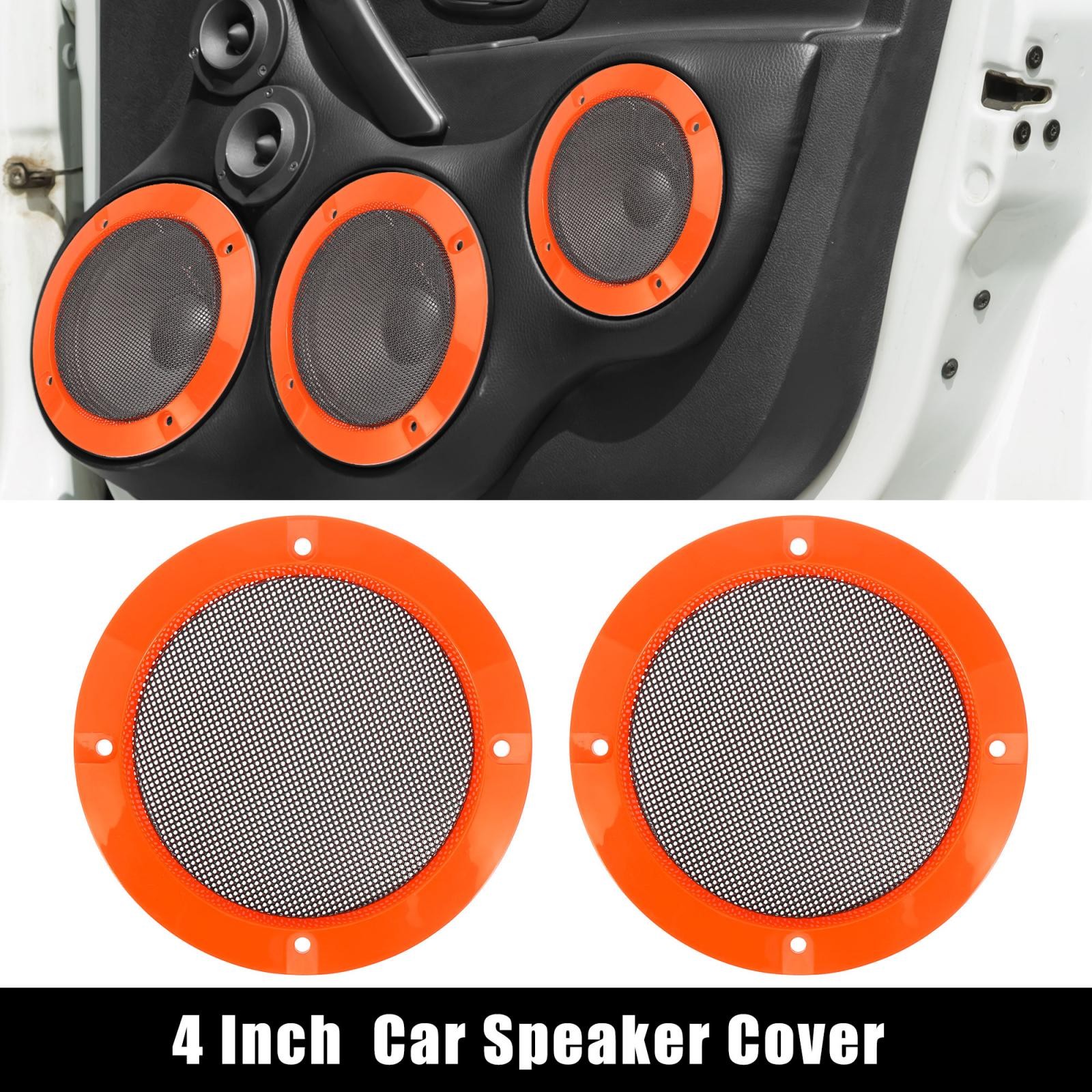 2pcs 4" inch Orange Car Audio Speaker Cover Mesh Subwoofer G