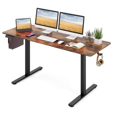 63 x 24 Inch Sit Stand Desk Height Adjustable Electric Standing Desk Brown