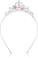 AUZUO Princess Crown Tiara, Crystal Tiaras for Women Pageant Pink