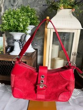 Y2K Red Suede Leather Shoulder Bag - Womens H...