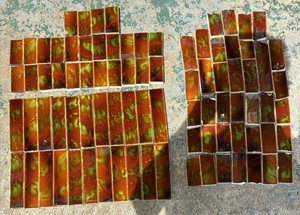 81 Antique Architectural Fire Place Mantle Surround Ceramic Tile, SIGNED AET CO