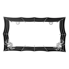 Grand General 60468 Spider Web Style Chrome & Black License Plate Frame 2 Holes