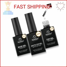 Beetles Gel Top Coat, Matte Top and Base Coat Set, 3 Pcs 7.5ml Glossy Matte No W