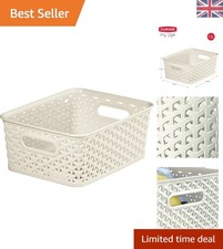 Chic Vintage White Rectangular Storage Basket - 13 Litre for Stylish Homes