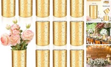  12 Pcs Gold Cylinder Vases for Centerpieces, 6 As Pictures Shown 6 x 3.5 Inch