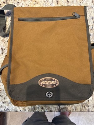 Bucket Boss Contractors Briefcase Messenger Bag Olive Green/Camel Brown NEW
