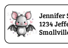 30 Cute Bat Halloween personalized return address labels stickers tags