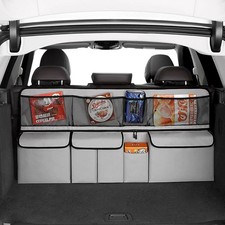 Hanging Car Trunk Organizer Collapsible Backseat Storage Bag 8 Pockets Gray