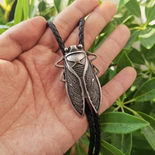Silver/Copper Cicada Mens Bridegroom Bolo Tie Wedding Necklace Western Cowboy