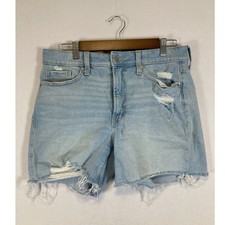 Old Navy OG Straight Denim Shorts Womens 8 Light Wash Distressed High Rise Blue