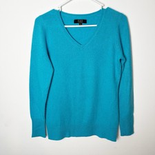 Alex Marie Willow Long Sleeves V-Neck Blue 100 Cashmere Sweater Size M