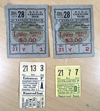 Carnegie Tartans vs Thiel College Tomcats Football Ticket Stubs 1929 & 1930