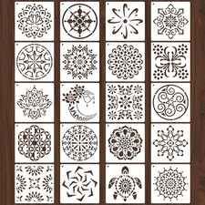 20 Pcs 4x4'' Mandala Stencils for Painting on Wood, Floor, Wall, Tile White