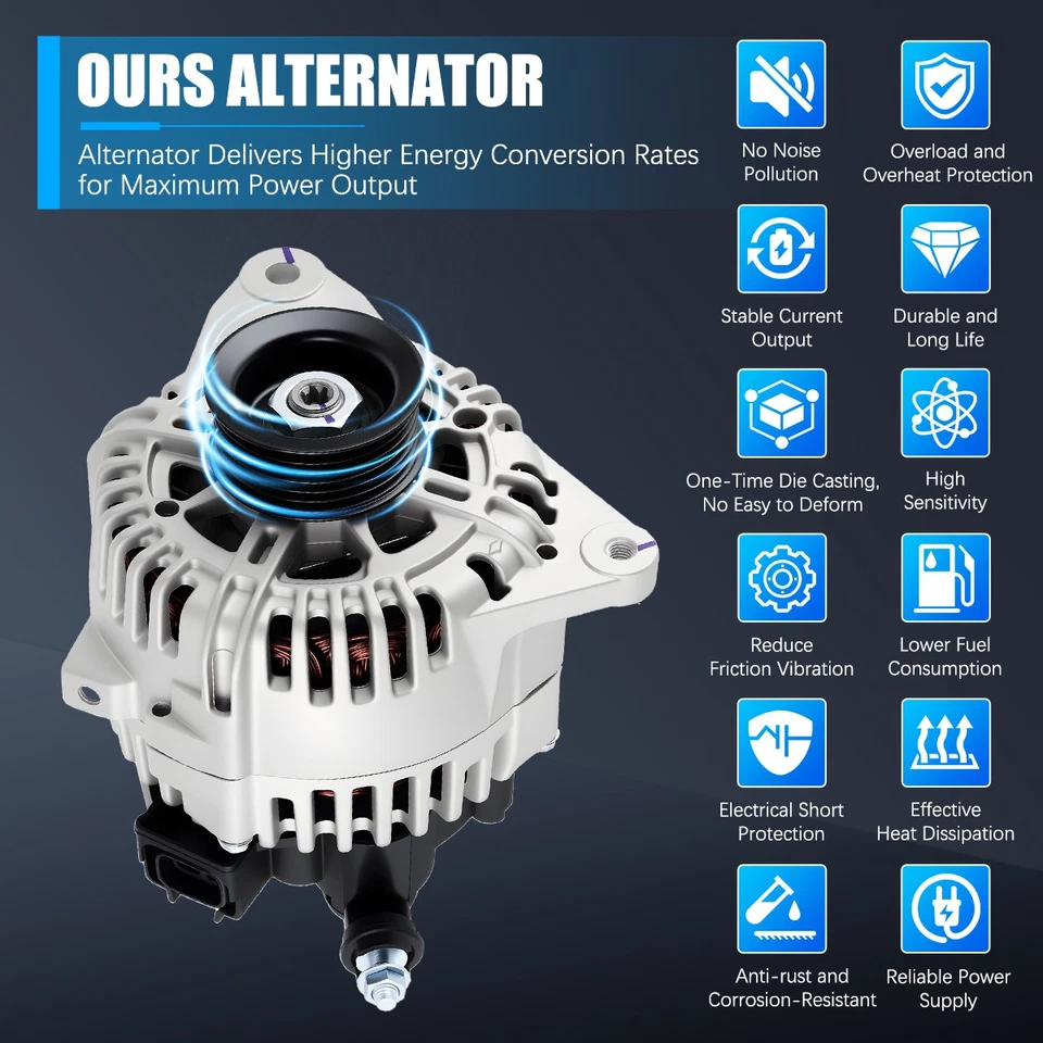 NEW Alternator For 2005-2010 Kia Sportage 2005-2009 Hyundai Tucson Tiburon 2.7L - Изображение 2 из 4