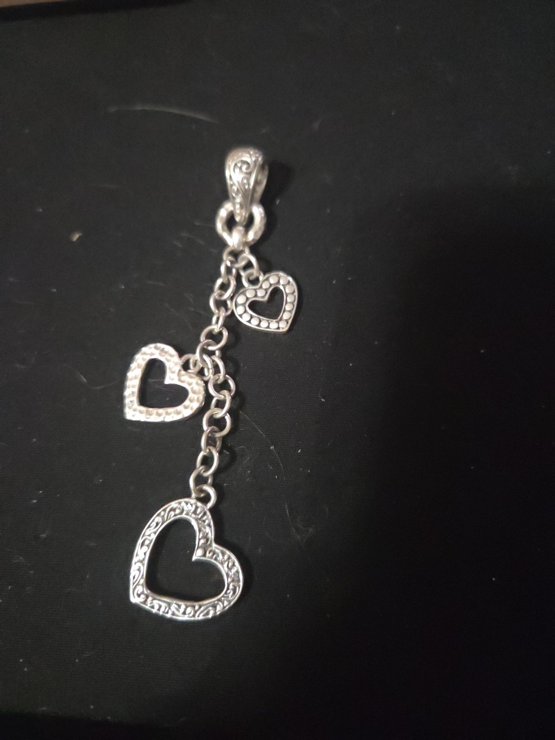 Sarda Artisan of Bali Sterling Silver Hanging Hearts Pendant