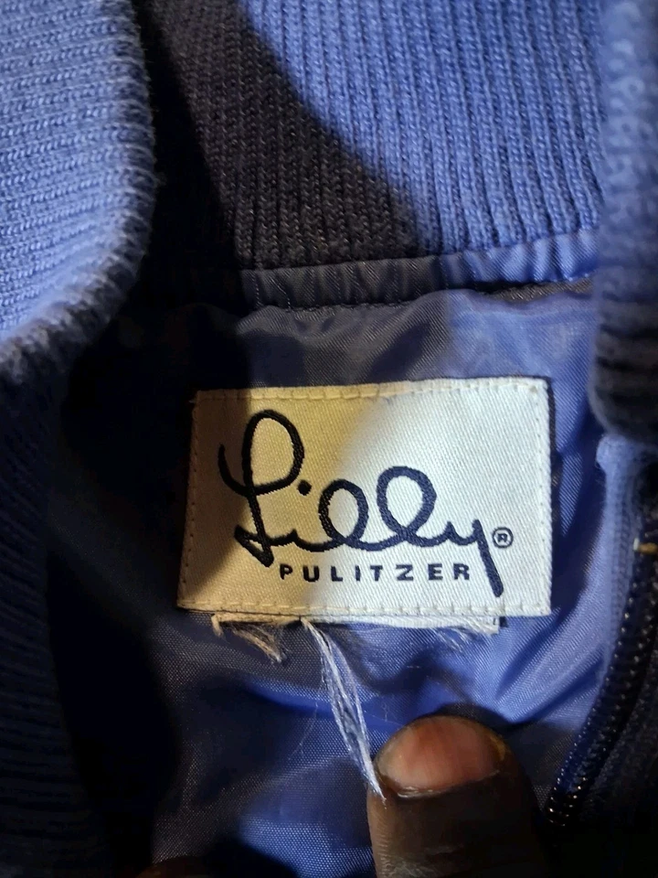 Chaleco acolchado acolchado Lilly Pulitzer para mujer XL azul periwinkle púrpura preppy Foto 4 de 4