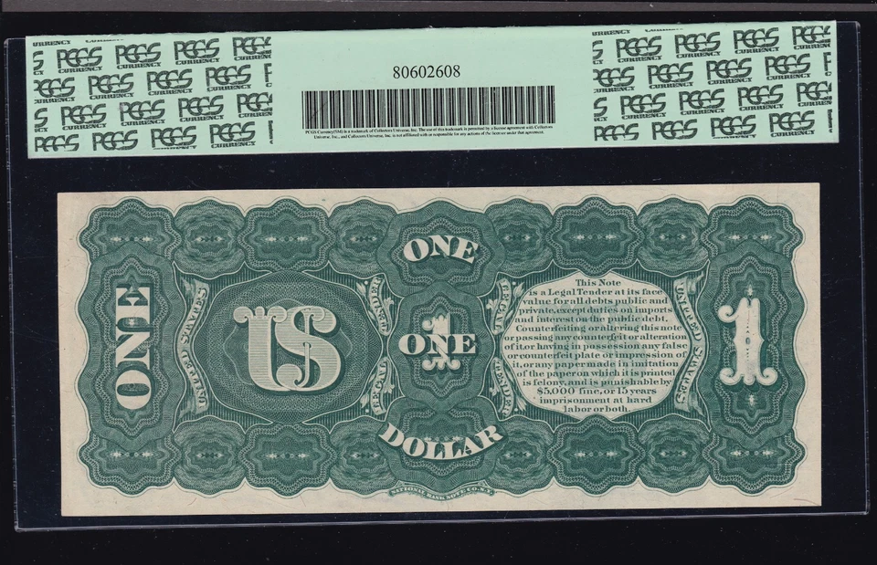 US 1869 $1 Washington Rainbow Legal Tender FR 18 PCGS 58 PPQ Ch AU (787) - Image 2 of 2