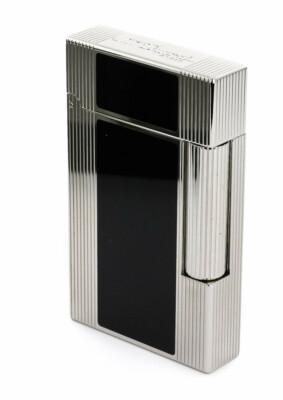 S.T. Dupont Line 2, Palladium & Black Lacquer Lighter, 016380