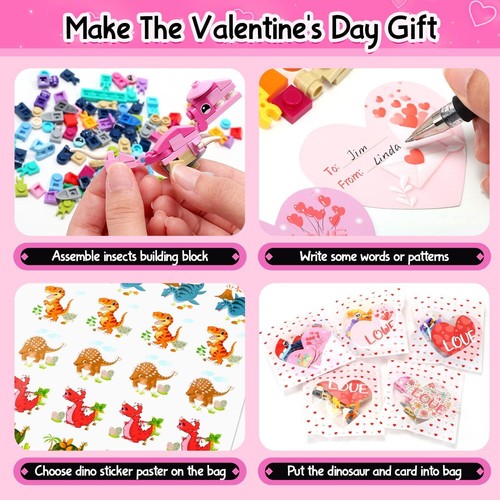 HOLYFUN 24 Pack Valentines Day Gift for Kids, Dinosaur Toys with Stickers - Picture 4 of 7