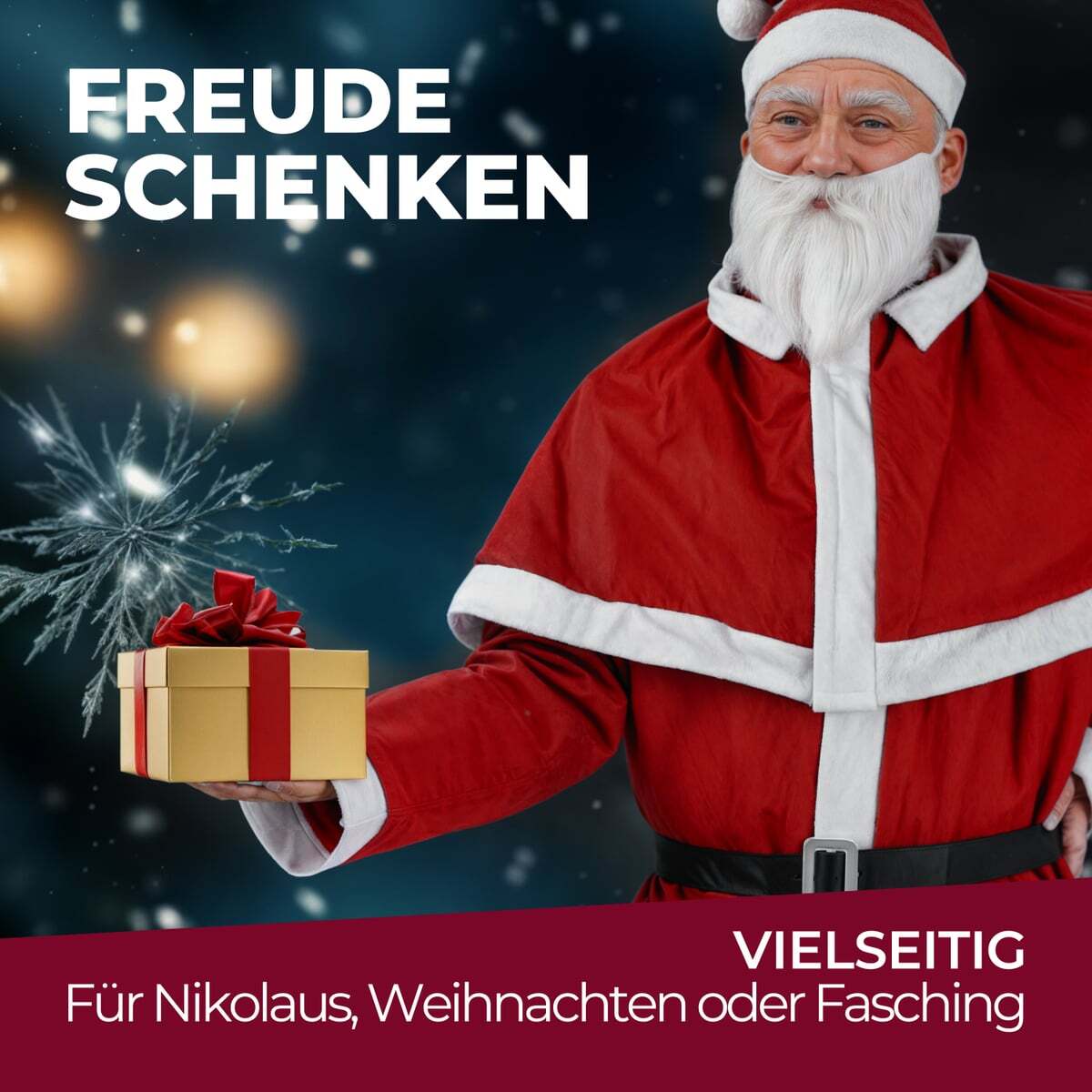 Weihnachtsmann Kostüm Set Nikolaus Santa Claus Anzug Verkleidung Bart Mantel