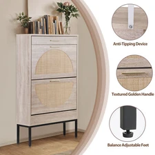 Shoe Storage Cabinet with 2 Flip Drawers Modern Freestanding Shoe Rack Storage