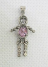 925 STERLING SILVER OCTOBER BOY BIRTHSTONE BABIES PENDANT 32x15.2MM  2.4G