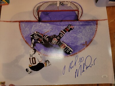 Mike Richter & Pavel Bure Signed 16x20 Save Penalty Shot 1994 Stanley Cup Auto