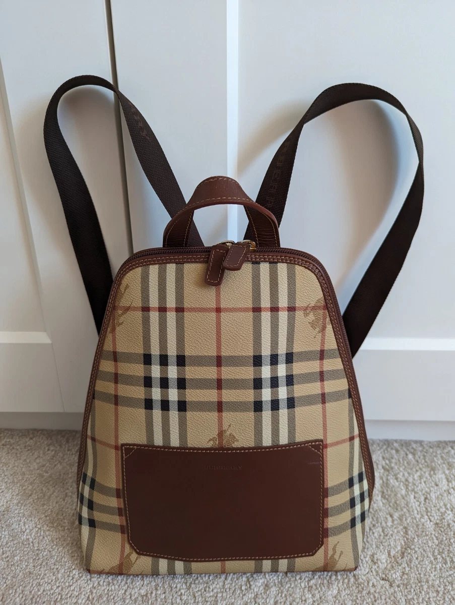 London check and leather backpack cheap