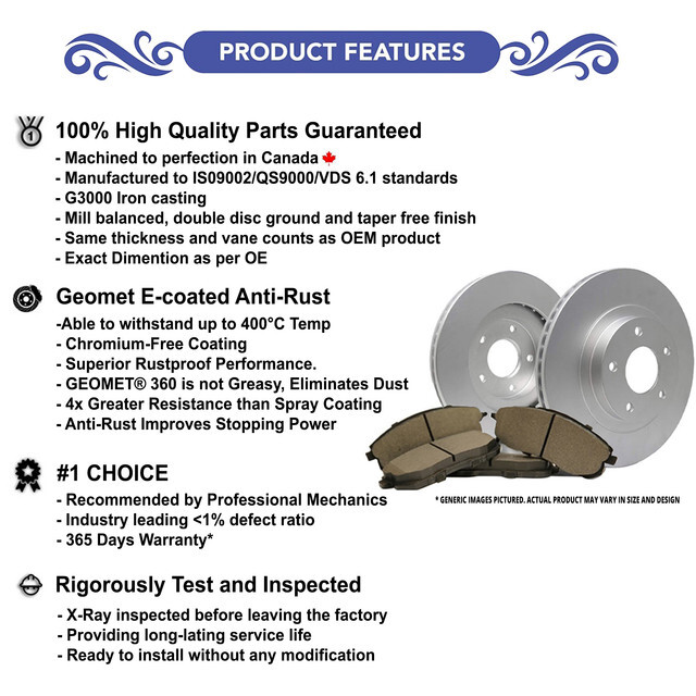 Front & Rear Coated Brake Rotors SemiMetal Pads Lexus ES350 Toyota