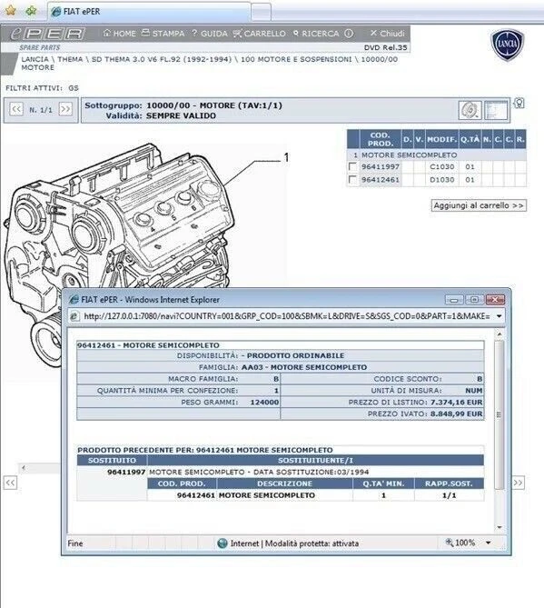 Fiat Alfa Lancia EPER V.84 Catálogo De Repuestos EPC Con Precios En DVD - Imagen 2 de 3
