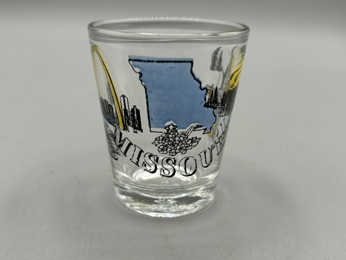 Vintage Missouri Schnapsglas Reise Souvenir St Louis Arch Riverboat 1980er Bar - Bild 4 von 9