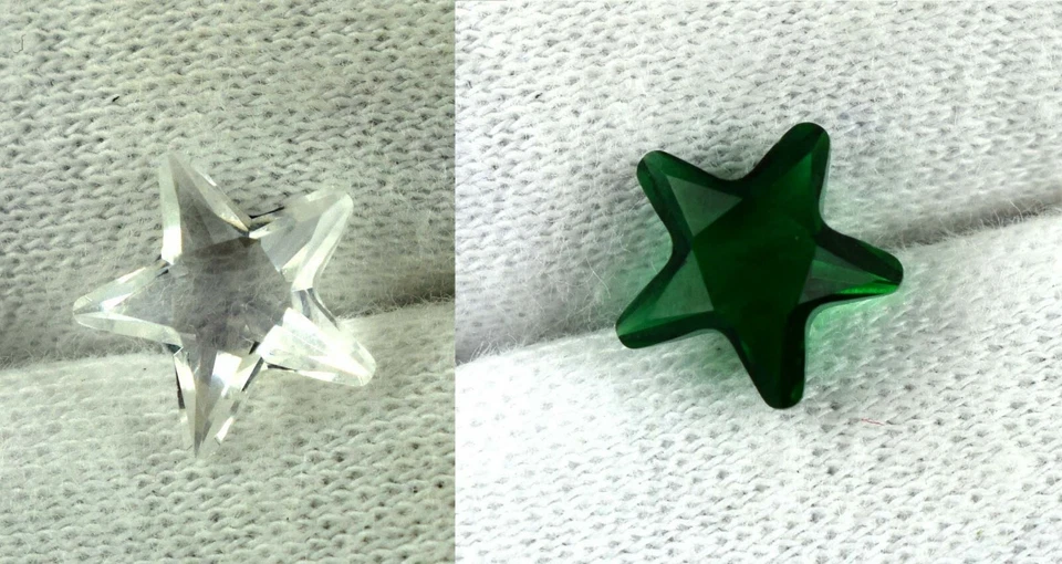 2.95 Karat Weiß Saphir & Smaragd Edelsteine Paar Natürlich Sternform - Bild 4 von 4