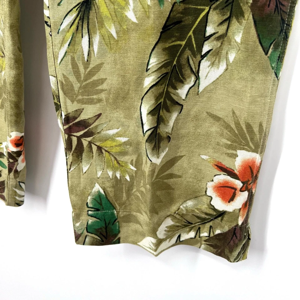 Pantalones de Verano de Playa Tropical Verde Rosa LINO Diseño Chicos Talla 3 XL Floral Foto 3 de 4