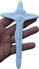 Wall Hanging white cross crucifix with modern artistic look 7''
