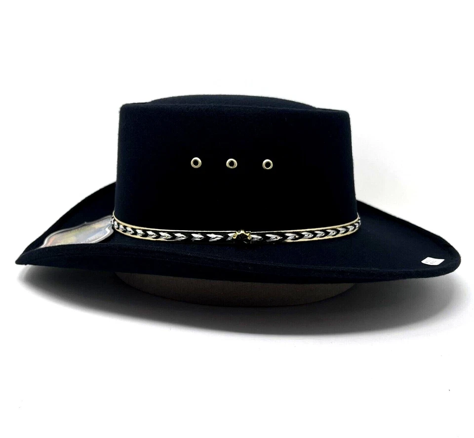 Sombrero de jugador Summit Hats MX lana imitación fieltro negro con elástico Foto 3 de 4