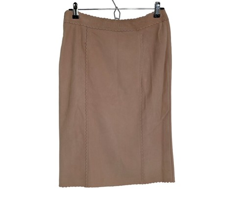 CELINE Lamb Leather Pencil Skirt Scalloped Edges Size 40 - Picture 5 of 6
