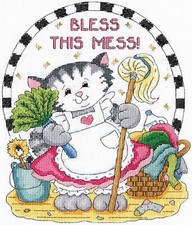 Cross Stitch Kit Design Works Bless This Mess Funny Cat Saying DW3478