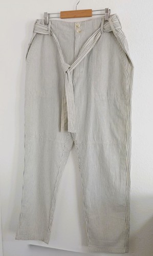 American Eagle Outfitters Tie Waist Blue White Striped Cotton Pants size 14 NWT