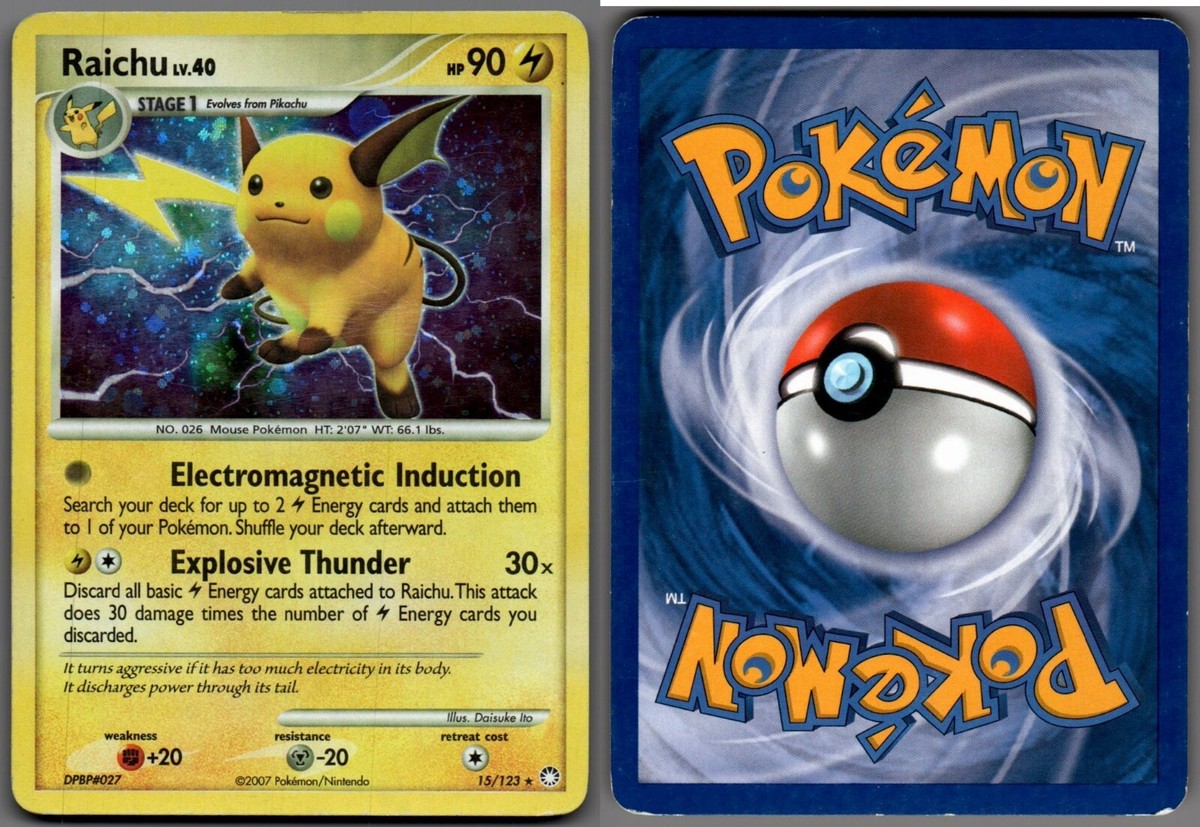 2007 Pokemon, Mysterious Treasures, #15/123 Raichu Lv.40, Holo
