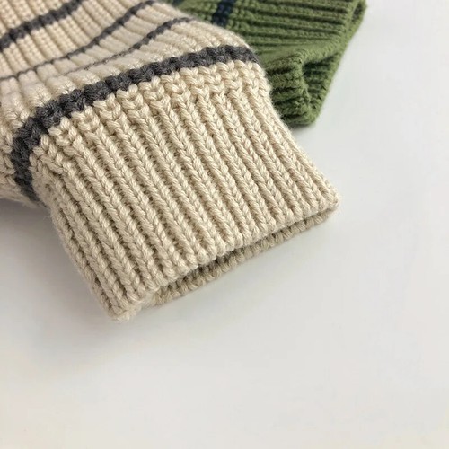 Collar Kids Clothes Jacket Sweaters Classic Striped Boys Sweater Half Zipper - Picture 13 of 19