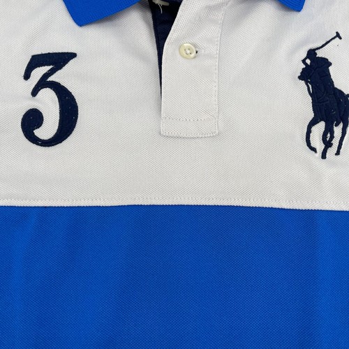 Polo Ralph Lauren Polo Shirt Big Pony Number 3 Blue White Kids Size 7 - Picture 3 of 6