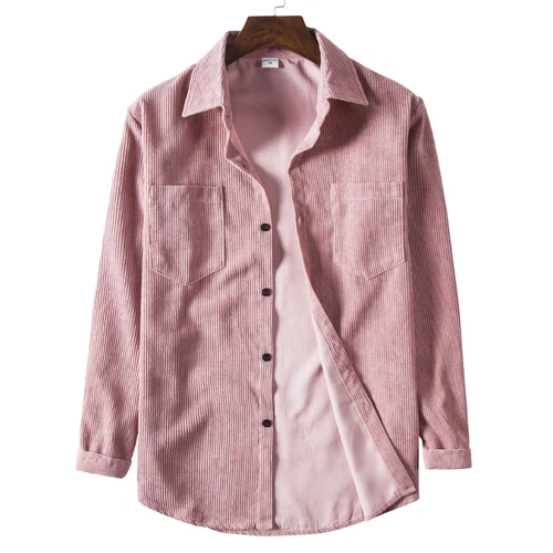 Camisa de pana para hombre Chaqueta de manga larga Informal Top Solapa Retro Calce ajustado Bolsillo - Imagen 9 de 15