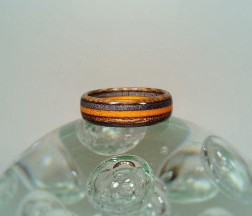 Anello Spectraply marrone antracite arancione ~ anello legno ~ uomo o donna ~ fatto a mano - Foto 4 di 5