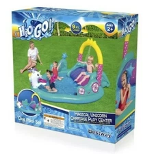 H2OGO! Magical Unicorn Carriage Play Pool Center Backyard Inflatable Fun Bestway