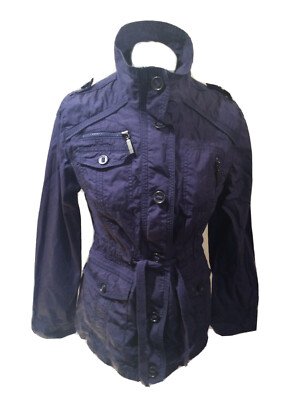 MARKS AND SPENCER Indigo Military Style Cotton Coat U.K. 8 T7134