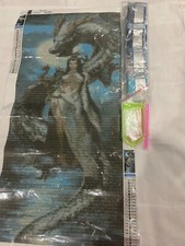 5D DIY Artificial Diamond Wall Art Painting Kit Craft Dragon with Lady